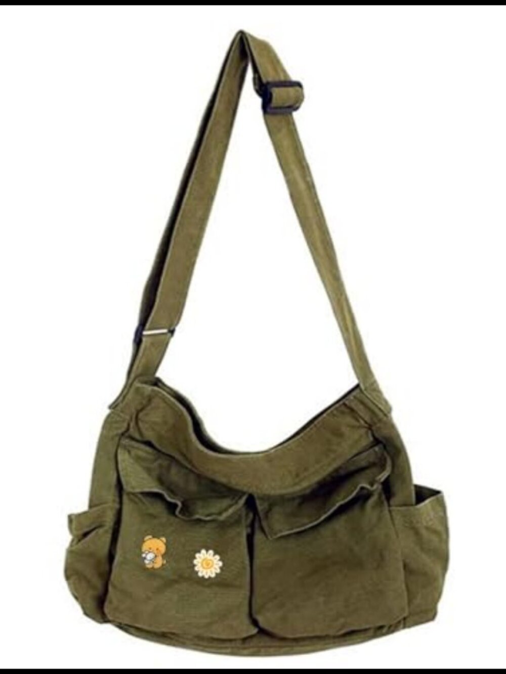 Canvas Messenger Bag Large Hobo Crossbody Shoulder Laptop Bag with Pockets